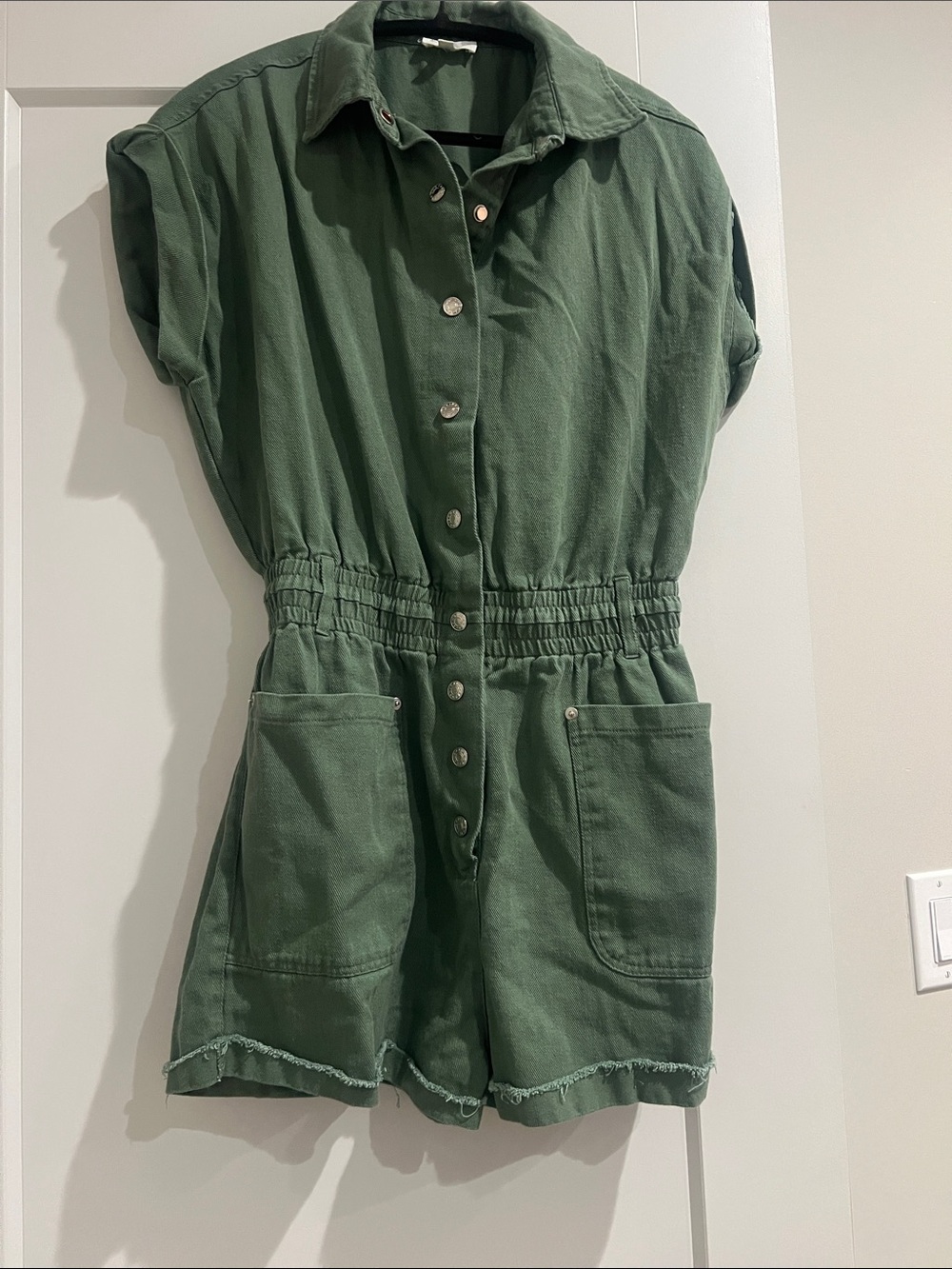BUCKETLIST Olive Green Short-Sleeve Romper Jumpsuit